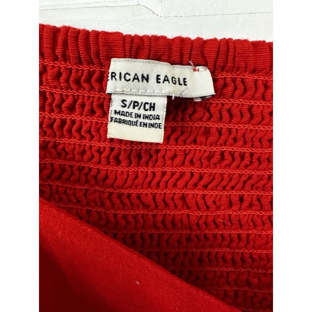 American Eagle Outfitters Red Button-Front Midi Sundress V-Neck Cotton Size S - Picture 3 of 8